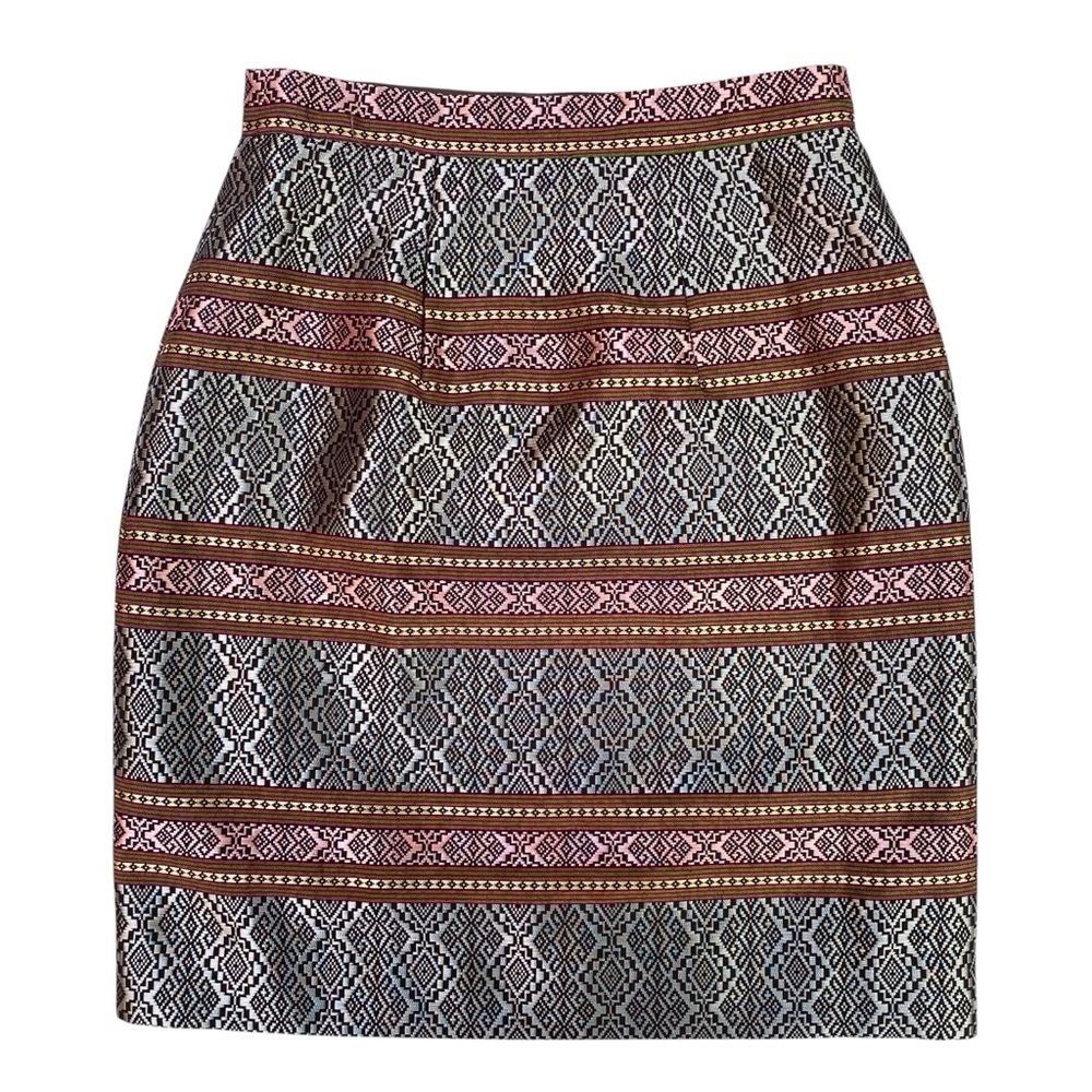 Petite Boho Chic Shiny Embroidered A-Line Skirt Silver Pink Ethnic Size XS - Picture 3 of 15